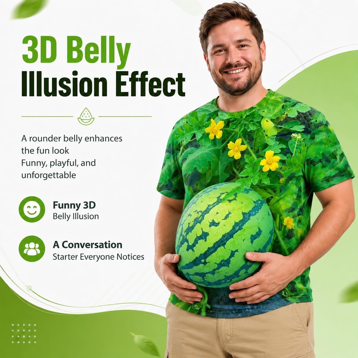 Funny 3D Watermelon Belly T-Shirt