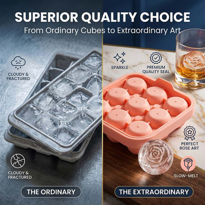 🌹 Rose Ice Cube Tray – 9-Cavity Silicone Mold for Whiskey & Cold Drinks