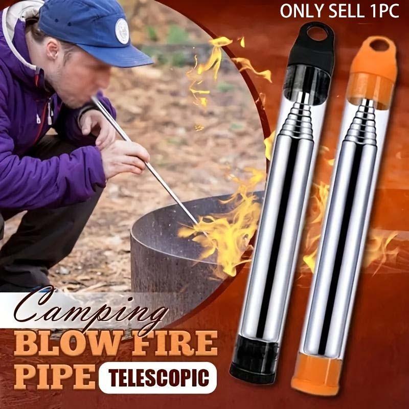 Telescopic Fire Blow Pipe – Stainless Steel Camping Fire Starter Tube for BBQ, Campfires & Survival Gear