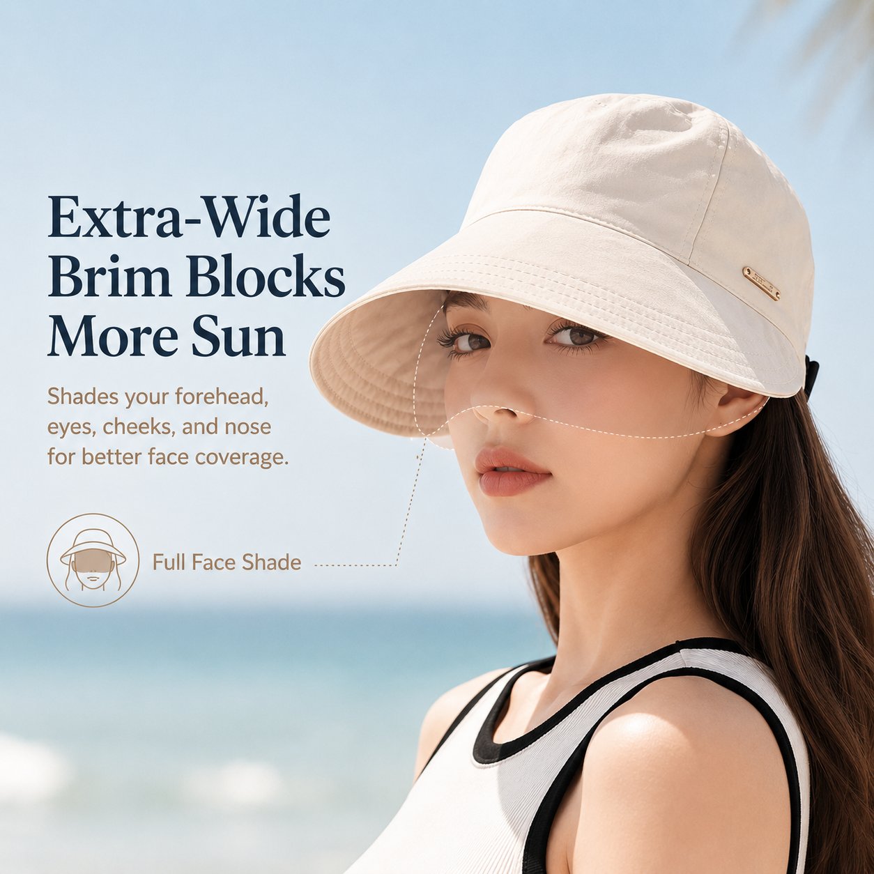 UPF 50+ Wide Brim Sun Visor Hat for Women