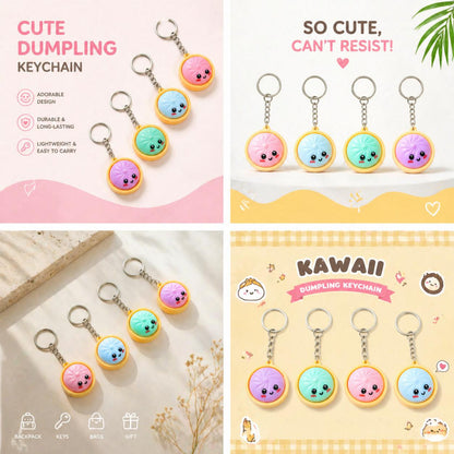 Kawaii Dumpling Keychain – Cute Mini Bun Pendant for Bags & Keys