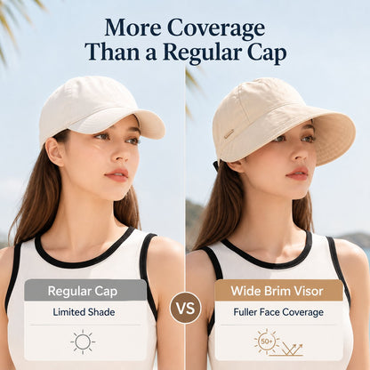 UPF 50+ Wide Brim Sun Visor Hat for Women