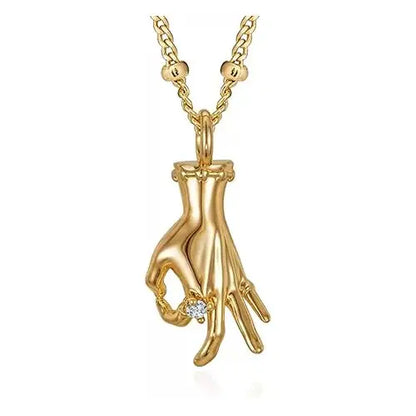 Gold Plated Hand Pendant Necklace for Women