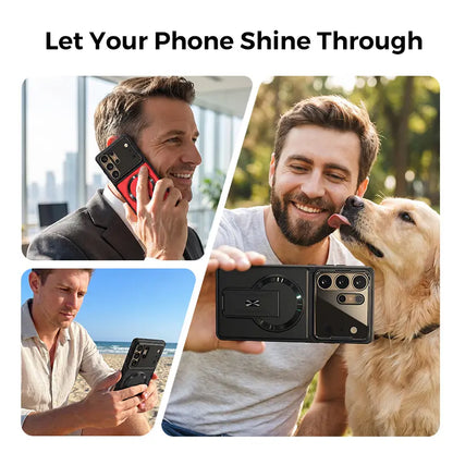 TYIIPLUS™ Magnetic Kickstand Phone Case for Samsung Galaxy S Series – Shockproof Slim Case with Camera Lens Protection & Hidden Stand