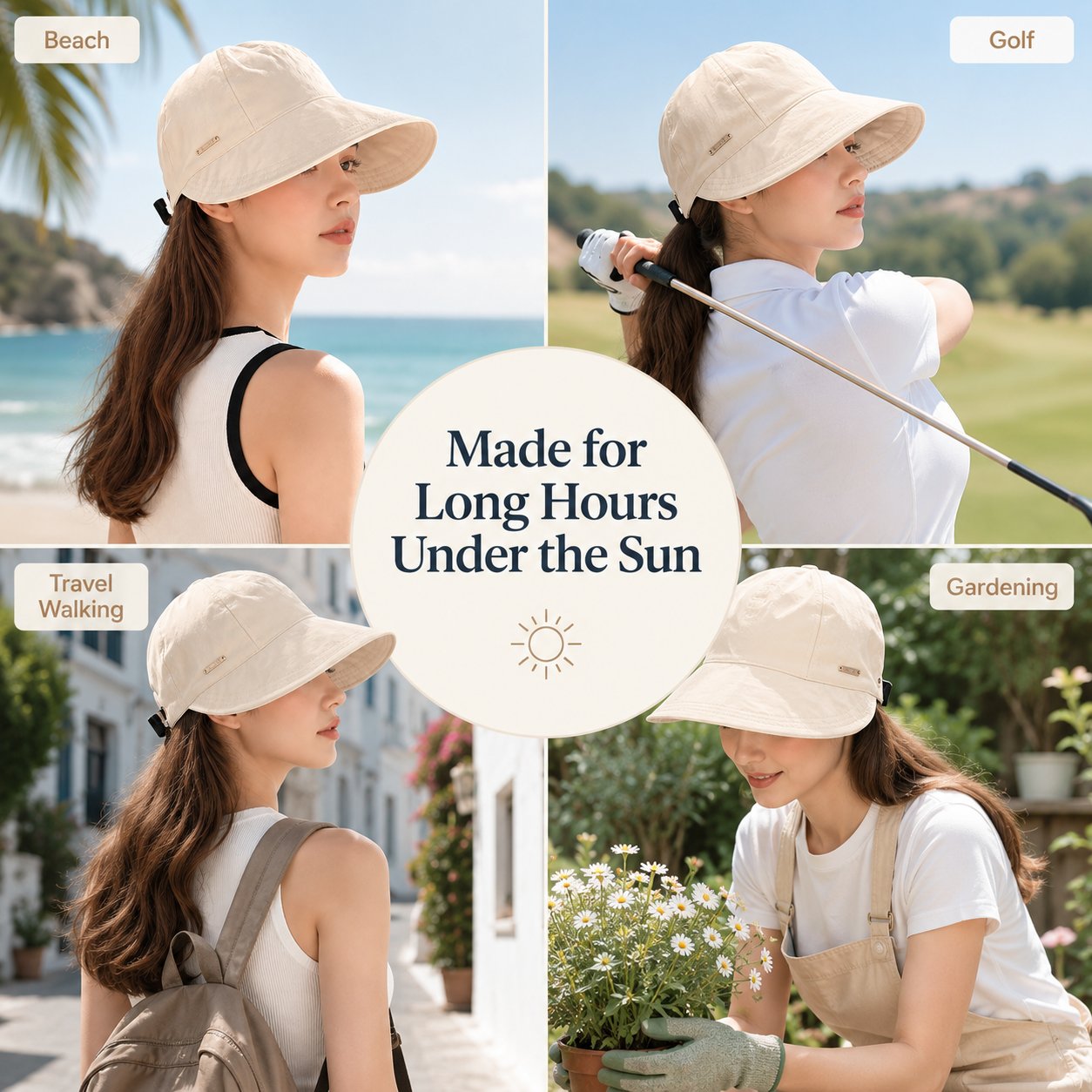 UPF 50+ Wide Brim Sun Visor Hat for Women