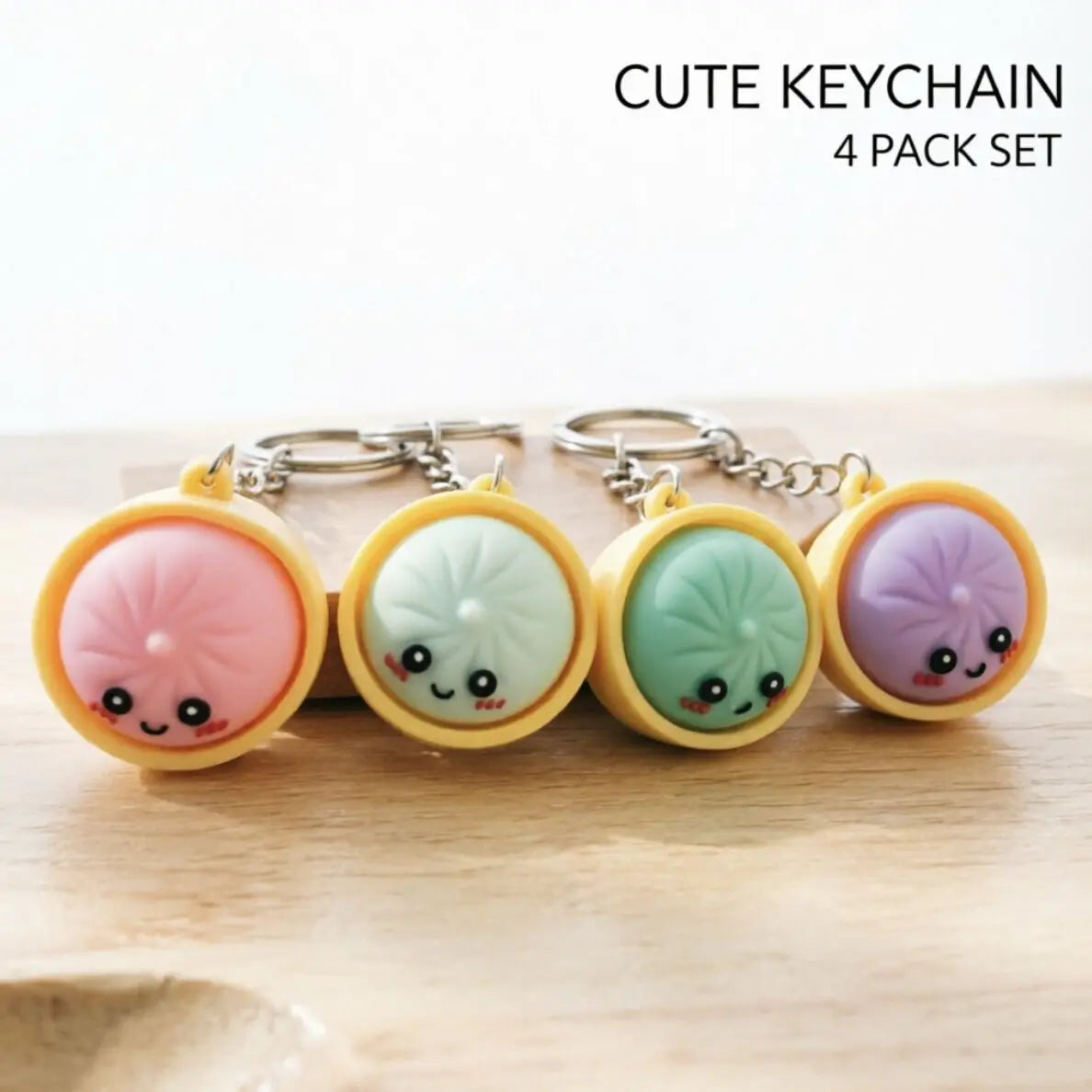 Kawaii Dumpling Keychain – Cute Mini Bun Pendant for Bags & Keys