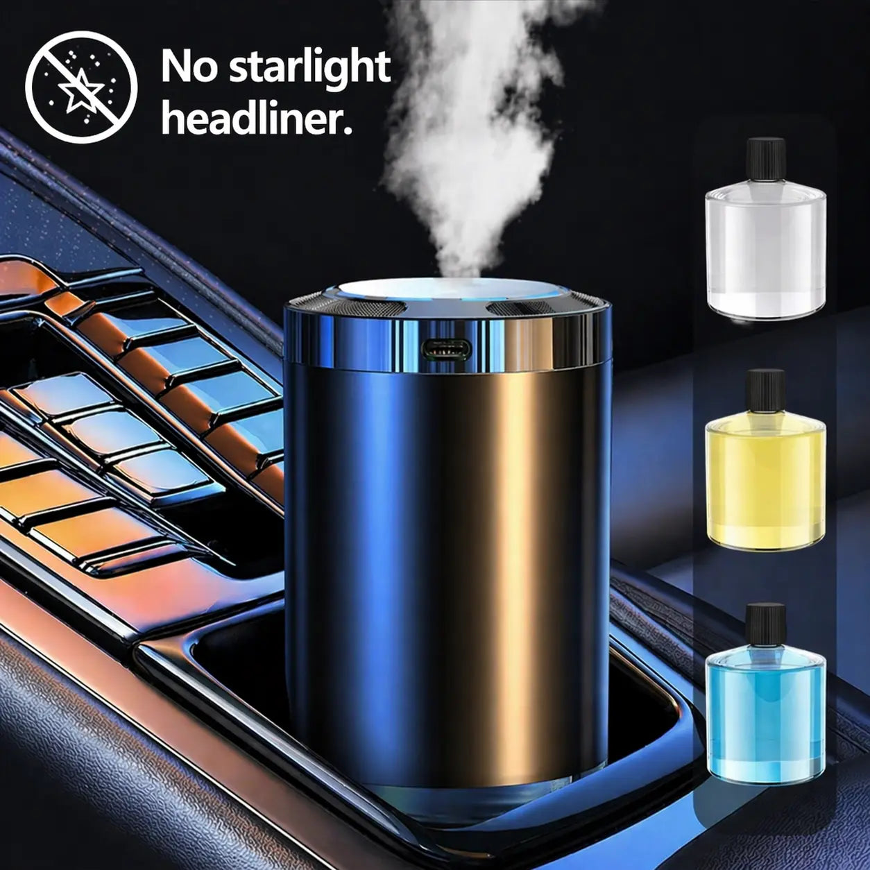 TYIIPLUS™ Smart Car Air Freshener Diffuser with Star Light - Rechargeable Aroma Diffuser, 5 Spray Modes & LED Ambient Lighting