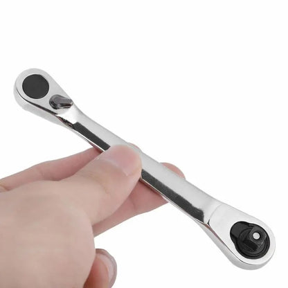 🛠️ 1/4 Inch Mini Double Headed Ratchet Wrench Silver 72-Tooth 5° Quick Release Drive Socket Tool