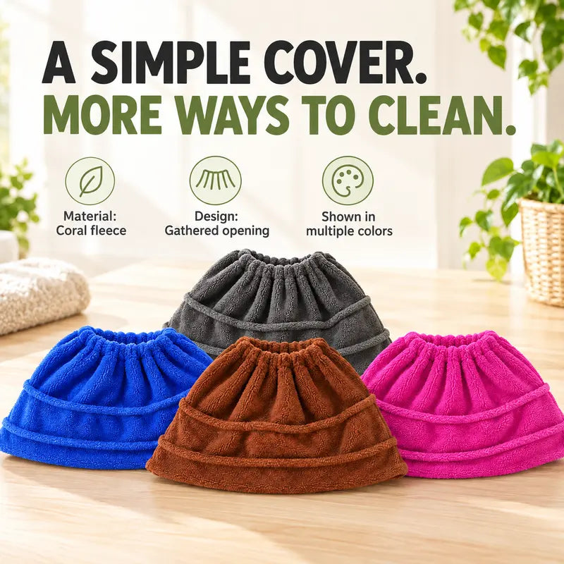 TYII™ Multipurpose Coral Fleece Broom Head Cover – Reusable Dust & Hair Cleaning Cover for Wet & Dry Floor Cleaning