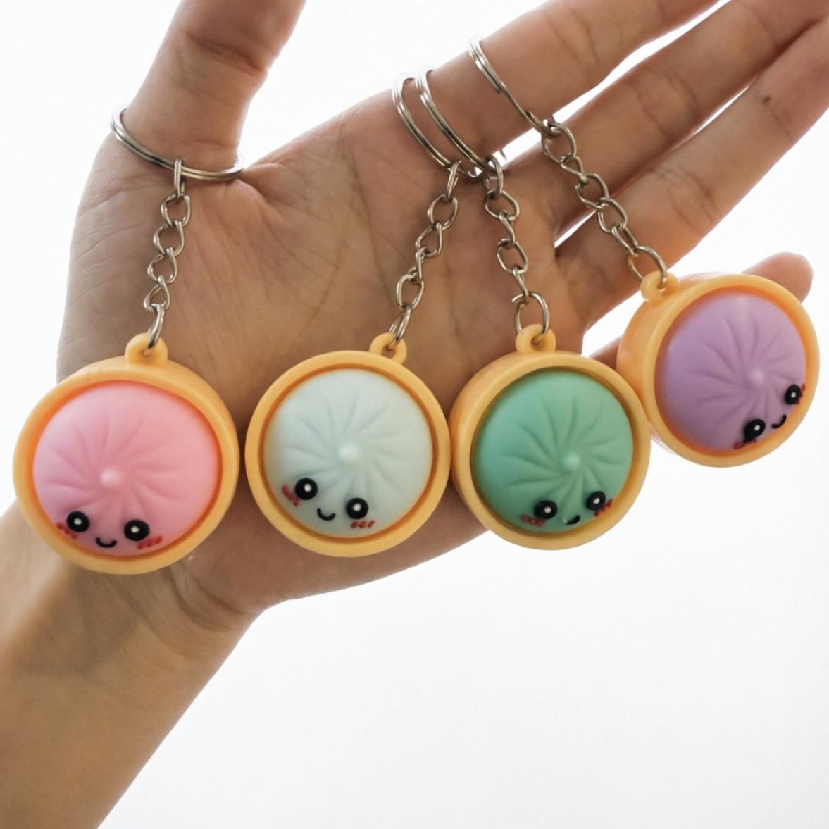 Kawaii Dumpling Keychain – Cute Mini Bun Pendant for Bags & Keys