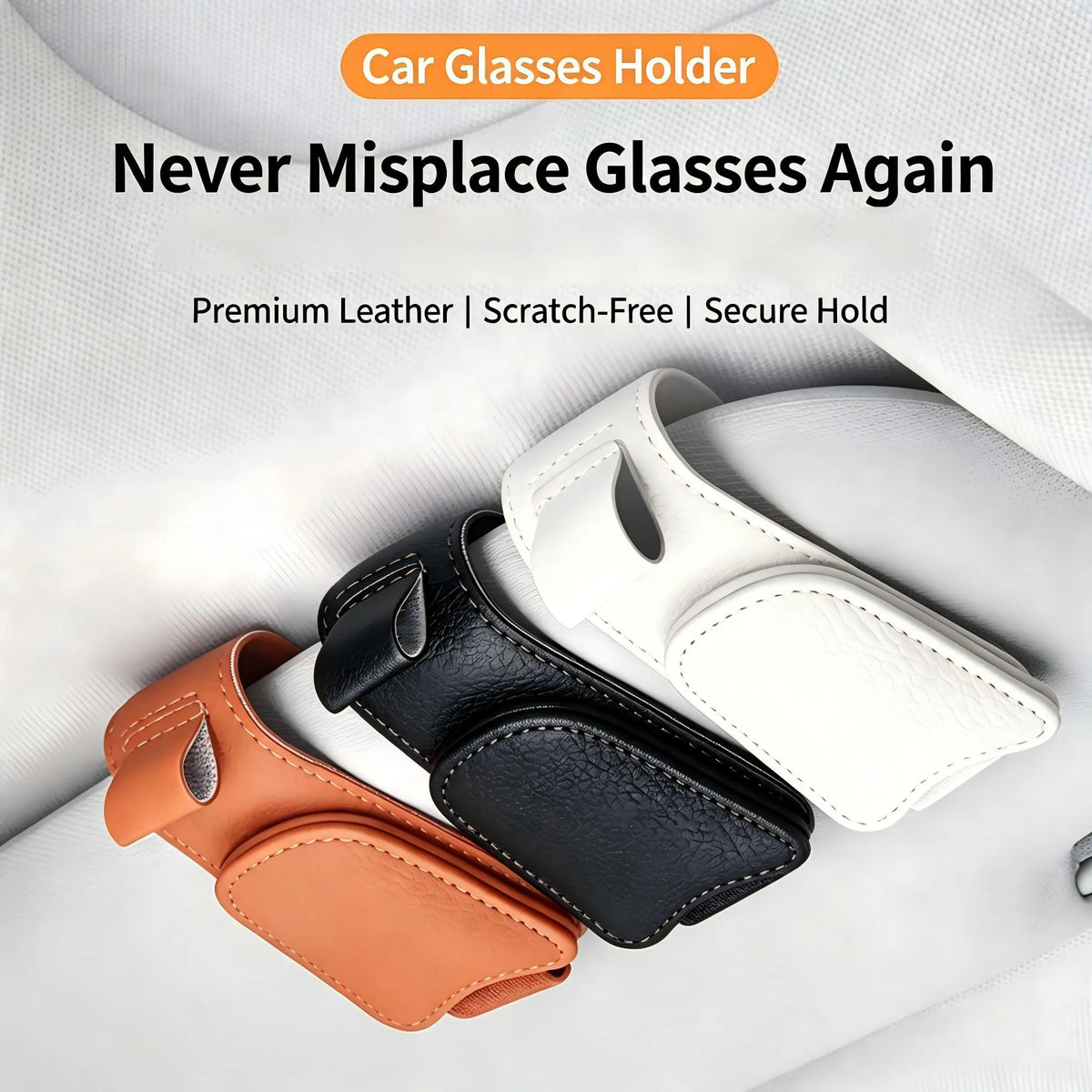 TYII™ Magnetic Car Sun Visor Sunglasses Holder – Leather Glasses Clip & Multi-Function Storage Organizer