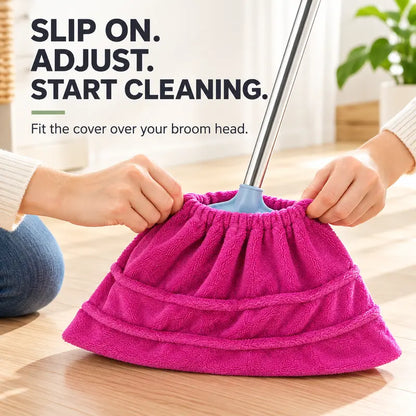 TYII™ Multipurpose Coral Fleece Broom Head Cover – Reusable Dust & Hair Cleaning Cover for Wet & Dry Floor Cleaning