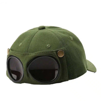 🧢 TYIIPLUS™ Vintage Goggles Baseball Cap – Casual Cotton Sun Hat with Detachable Protective Goggles for Outdoor Style