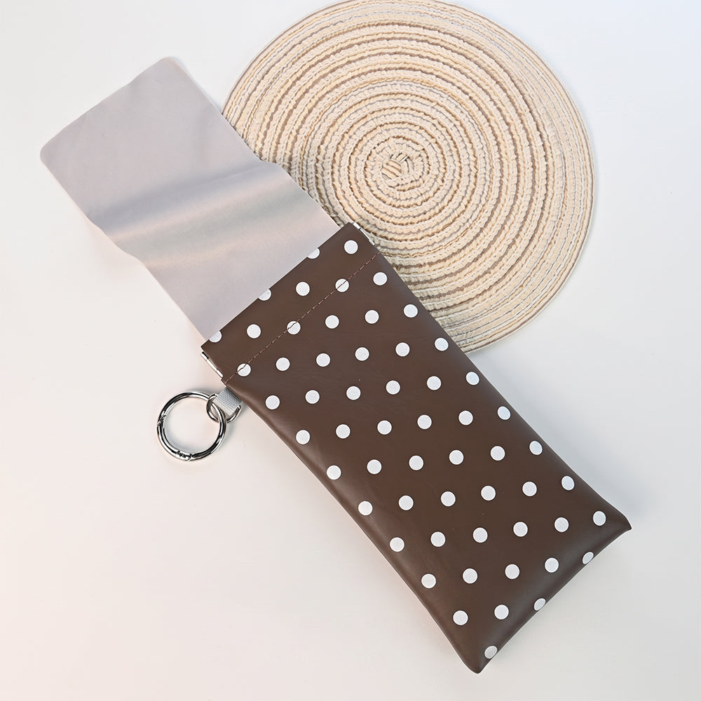 TYIIPLUS™ Minimalist PU Leather Eyeglasses Pouch – Portable Sunglasses Case with Built-In Cleaning Cloth & Key Ring