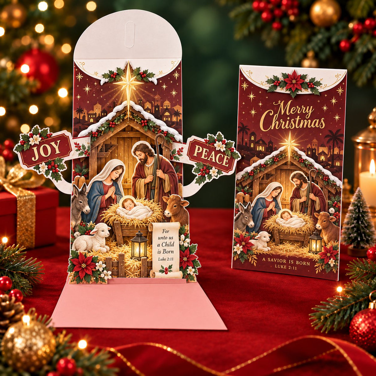 🎄Handmade 3D Christmas Money Card – Pop-Up Holiday Card with Cash Envelope & Message Space 💌✍💵