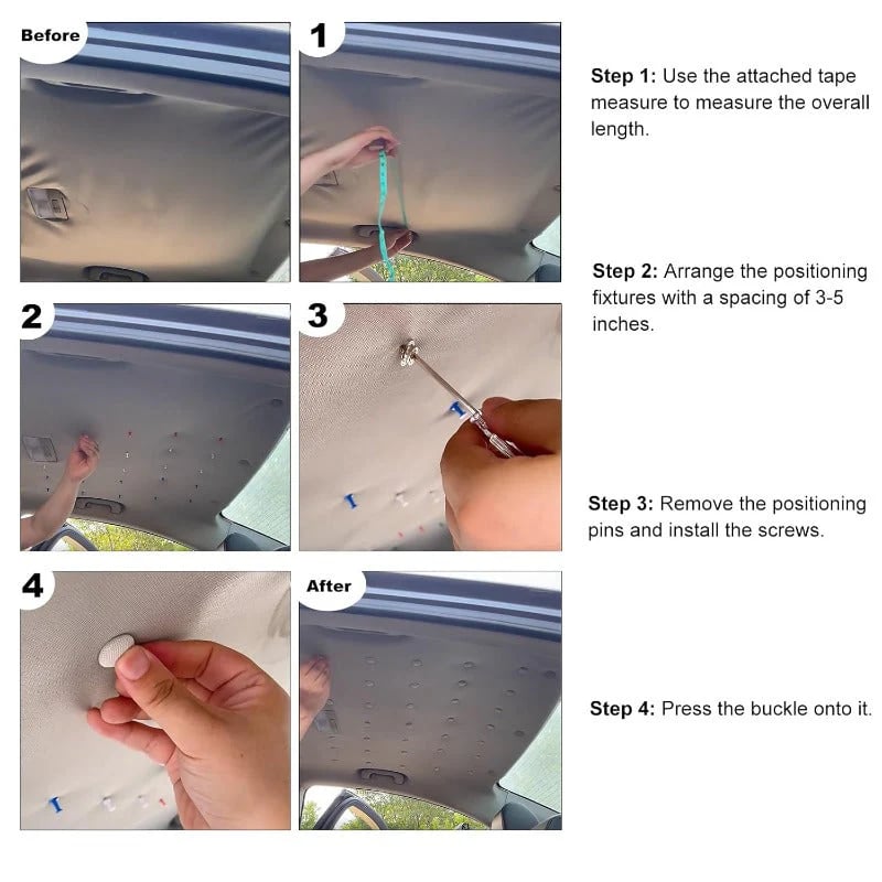 TYIIPLUS™ Car Roof Headliner Repair Clips – Fabric-Covered Retainer Buttons for Sagging Auto Ceiling Liner