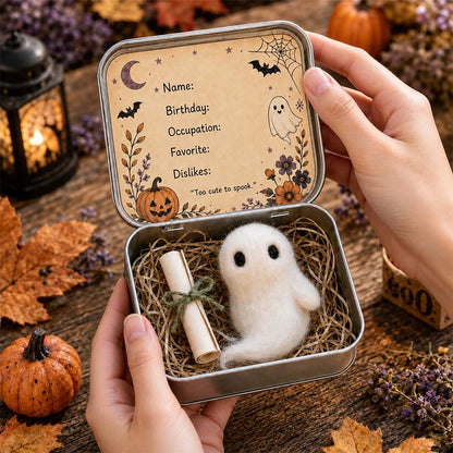 👻 Adopt A Little Felt Ghost Gift Box | Personalized Halloween Keepsake Gift Tin Set