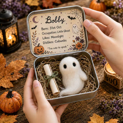 👻 Adopt A Little Felt Ghost Gift Box | Personalized Halloween Keepsake Gift Tin Set