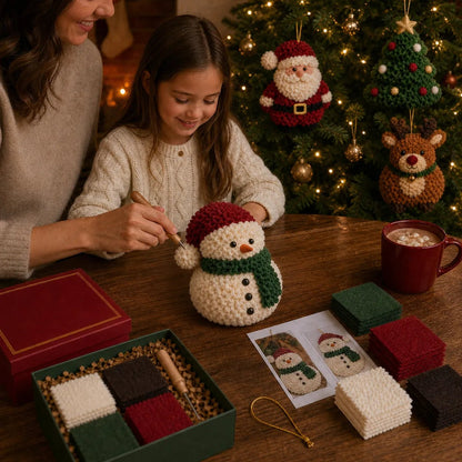 🎄Beginner-Friendly 3D Fabric Poke Christmas Ornament DIY Kit Collection | Complete Kit with Pre-Cut Fabrics, Stuffed Felt Base, Poking Tool & Step-by-Step Guide Included 💕