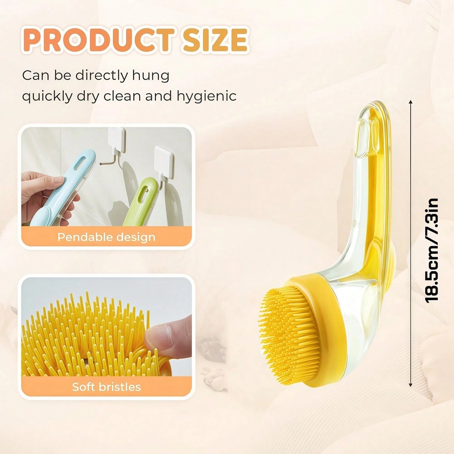 Silicone Pet Bath Brush with Shampoo Dispenser Set