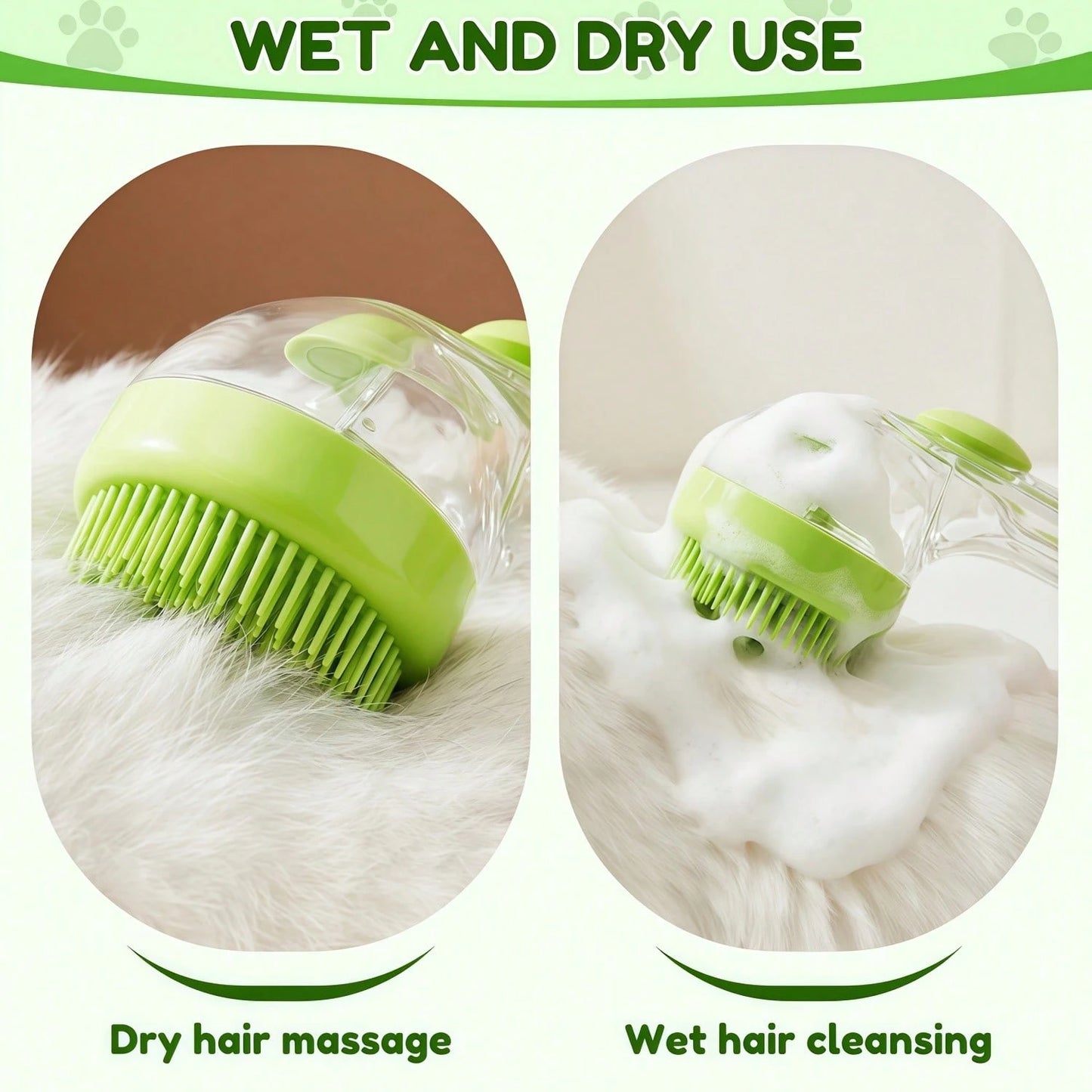 Silicone Pet Bath Brush with Shampoo Dispenser Set