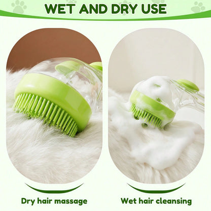 Silicone Pet Bath Brush with Shampoo Dispenser Set