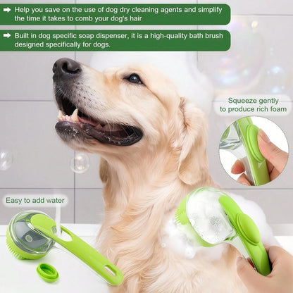 Silicone Pet Bath Brush with Shampoo Dispenser Set