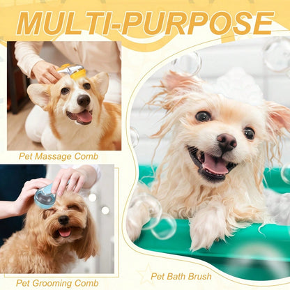Silicone Pet Bath Brush with Shampoo Dispenser Set