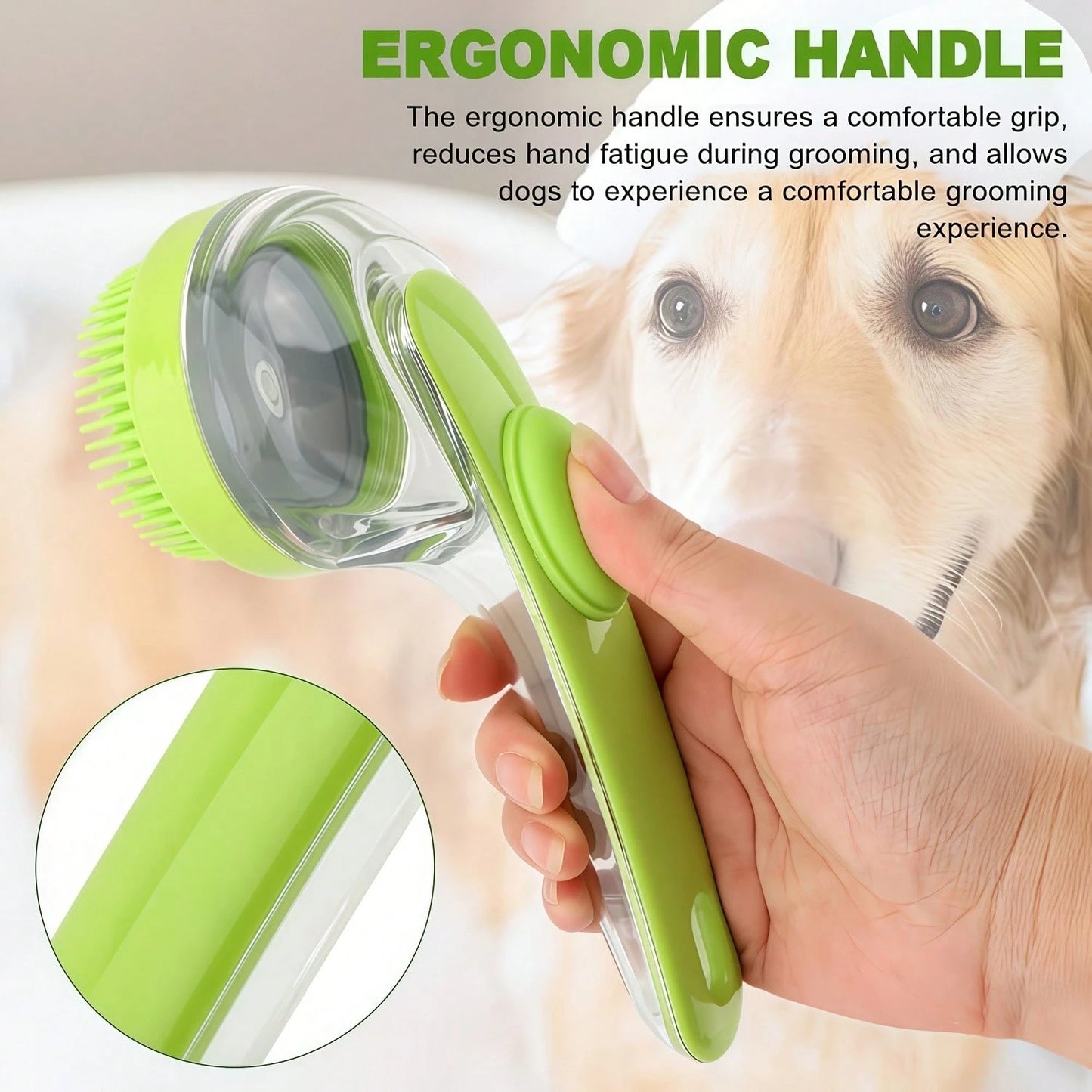 Silicone Pet Bath Brush with Shampoo Dispenser Set
