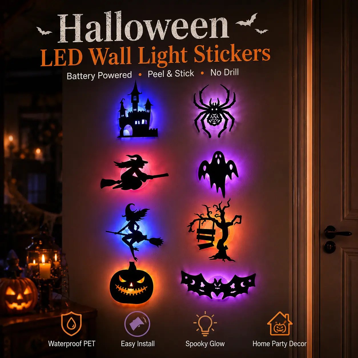 🎃Halloween HOT SALE 49% OFF 👻 Halloween LED Silhouette Wall Light Stickers