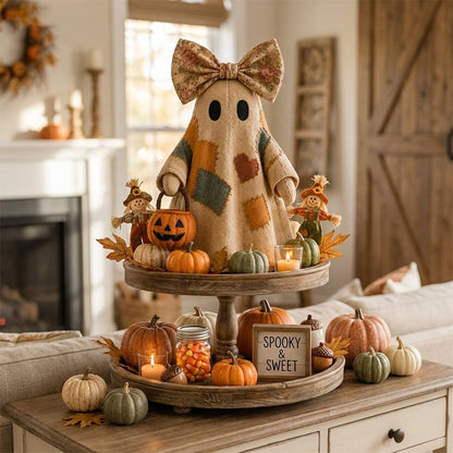 🍂👻 Lighted Vintage Patchwork Ghost