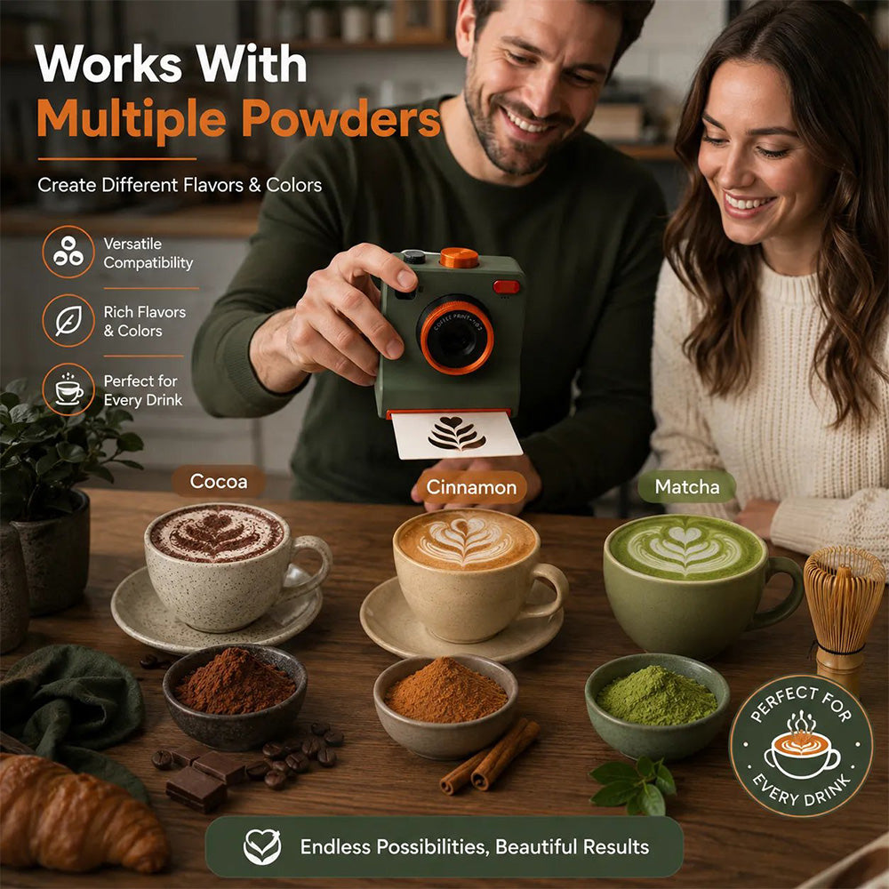 TYII™☕📸 3D Printed One-Touch Latte Art Camera – Coffee Stencil Printer