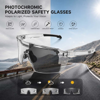 ☀️UV400 Photochromic Polarized Safety Glasses – 🥇Impact Resistant Outdoor Sports & Work Eyewear