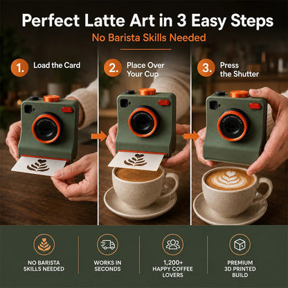 TYII™☕📸 3D Printed One-Touch Latte Art Camera – Coffee Stencil Printer