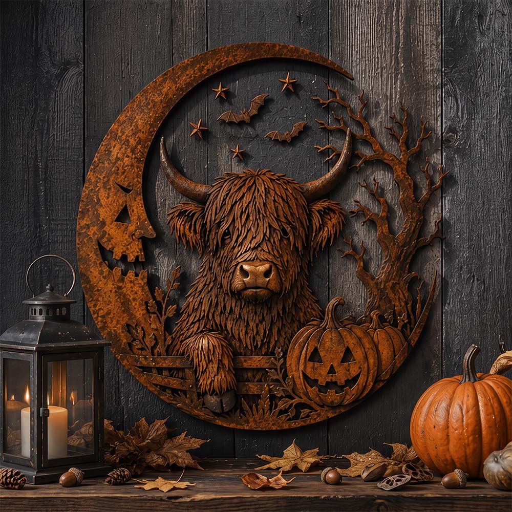 🎃🐮Halloween Highland Cow Wall Decor