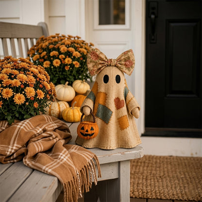 🍂👻 Lighted Vintage Patchwork Ghost