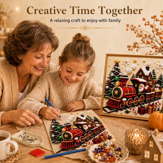 🎄🎅 Premium 3D Pearl Christmas Wall Art Kit | Luxury Flocked Canvas with Scratch-Resistant Non-Fading Pearl Beads DIY Holiday Decor⛄️❄️