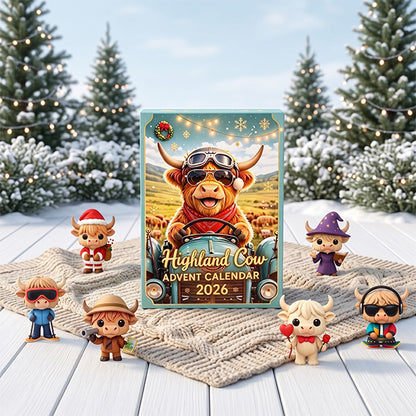 🐮 2026 Highland Cow Advent Calendar – 24 Days of Cute 3D Mini Figurines