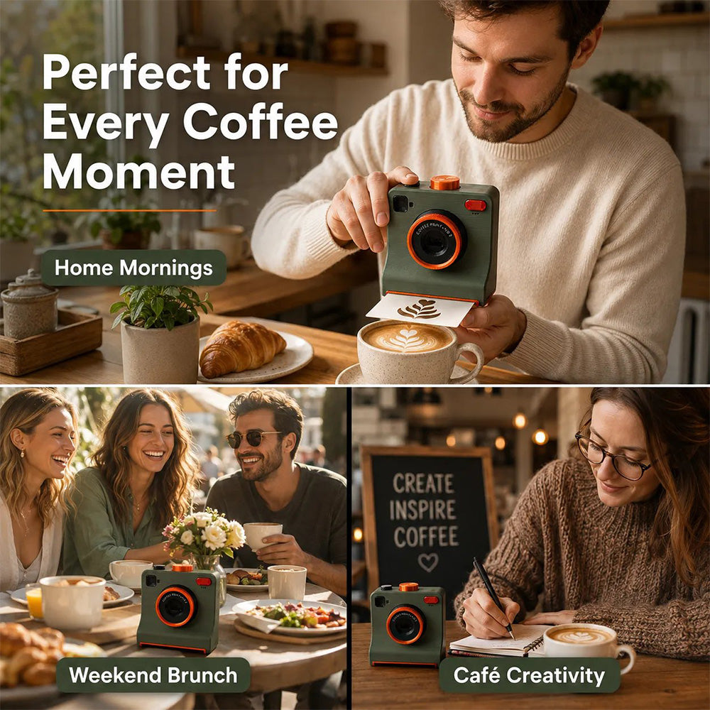 TYII™☕📸 3D Printed One-Touch Latte Art Camera – Coffee Stencil Printer