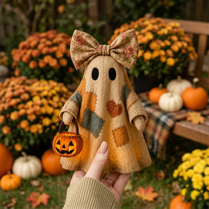 🍂👻 Lighted Vintage Patchwork Ghost