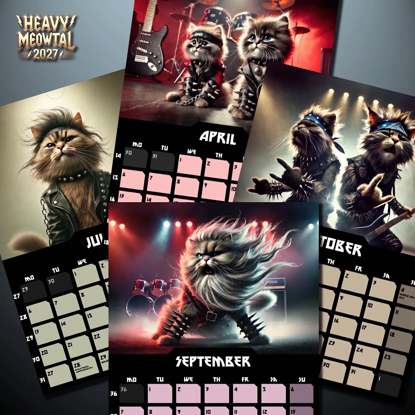 🐱Heavy Meowtal 2027 Calendar: Metal Cat Art