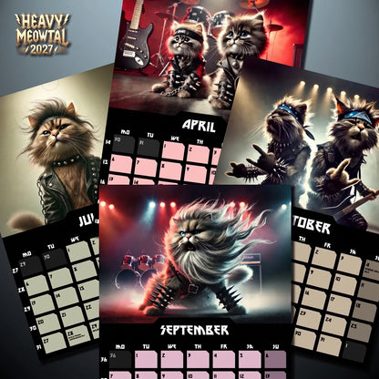 🐱Heavy Meowtal 2027 Calendar: Metal Cat Art
