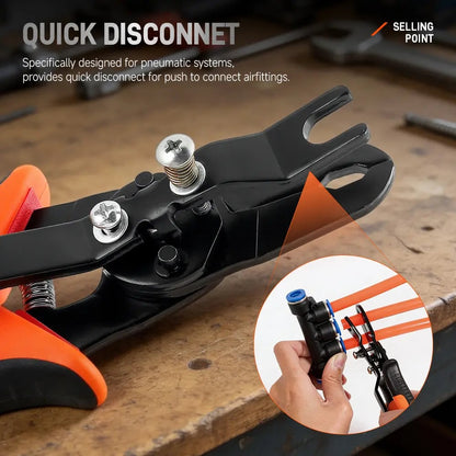 Heavy Duty Push-to-Connect Air Hose Connector Remover Pliers - 1-Hand Tool
