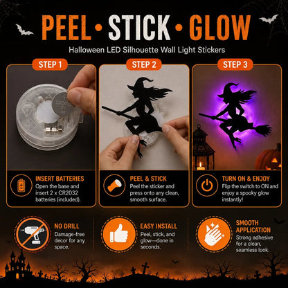 🎃Halloween HOT SALE 49% OFF 👻 Halloween LED Silhouette Wall Light Stickers