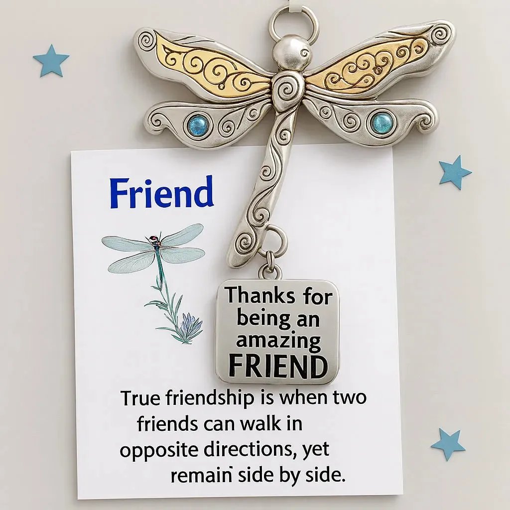 🌟 2-Pack Friendship Dragonfly Ornament with Sentimental Quote | Gift for Best Friends