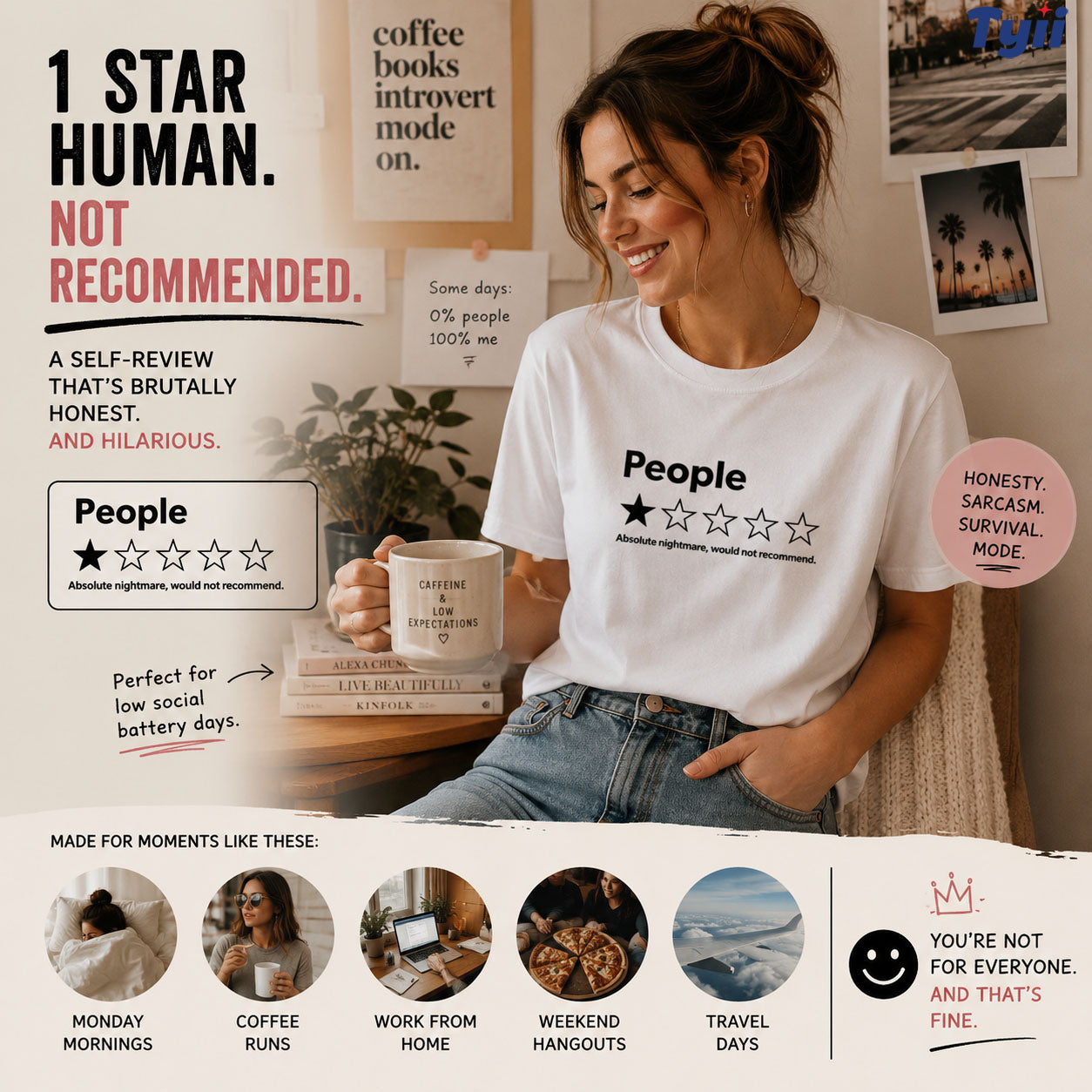 TYIIPLUS™ People ★☆☆☆☆ Funny Graphic T-Shirt | Premium 200G Heavyweight Cotton Unisex Tee
