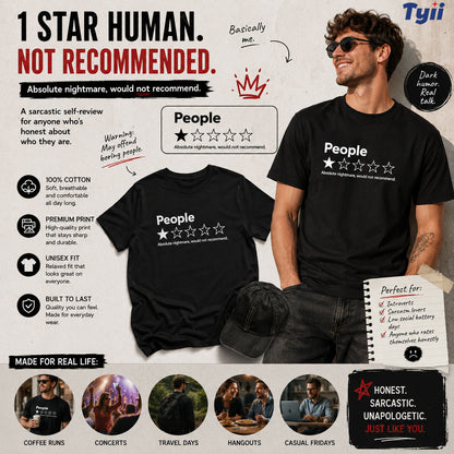 TYIIPLUS™ People ★☆☆☆☆ Funny Graphic T-Shirt | Premium 200G Heavyweight Cotton Unisex Tee