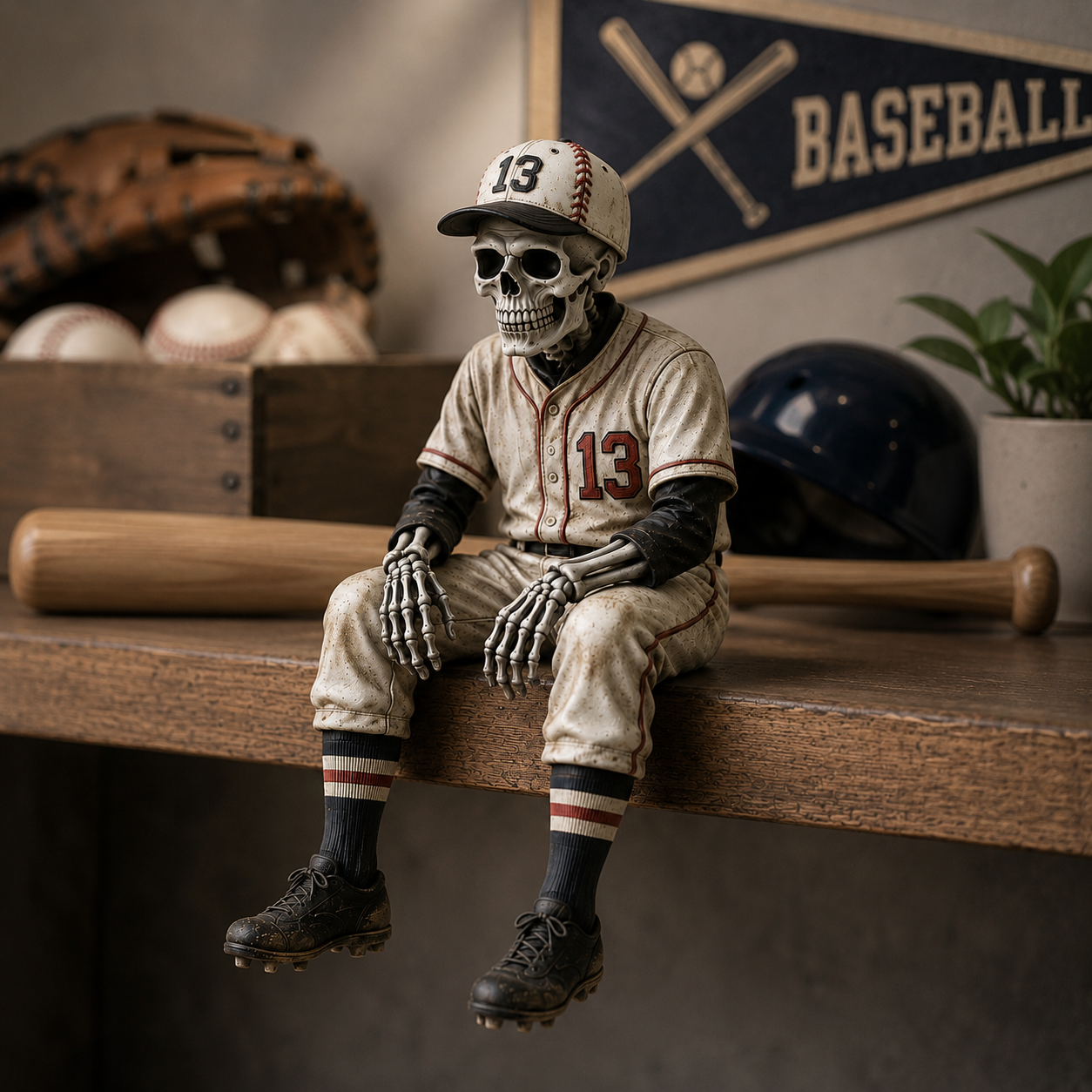 ⚾ Baseball Skeleton Shelf Sitter