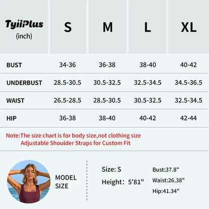One-Piece Swim Dress – Scalloped Square Neck Tummy Control Swimsuit with Skirt