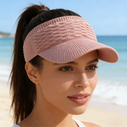 Women's Breathable Knit High Ponytail Sun Visor